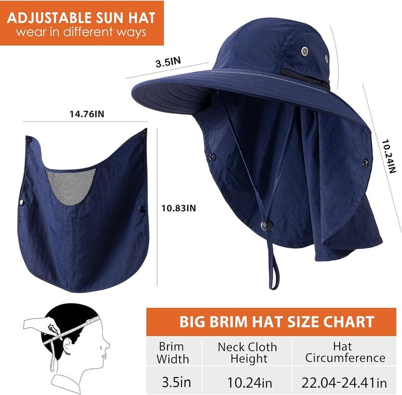 HEEHIPOO Store Mens Women Fishing Hat UPF 50+ Wide Brim Sun Hat with Face Cover & Neck Flap - Image 2